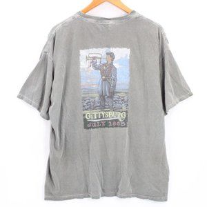 Vintage Gettysburg Shirt Mens Gray Short Sleeve Faded Soldier Graphic Logo XL